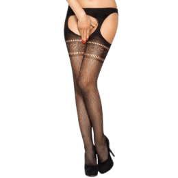 PASSION - TIGHTS WITH GARTER BS002 BLACK